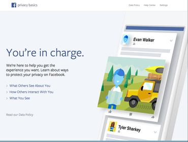 Facebookに関する新しいヒントやFAQのハブとなっているPrivacy Basicsのトップページ